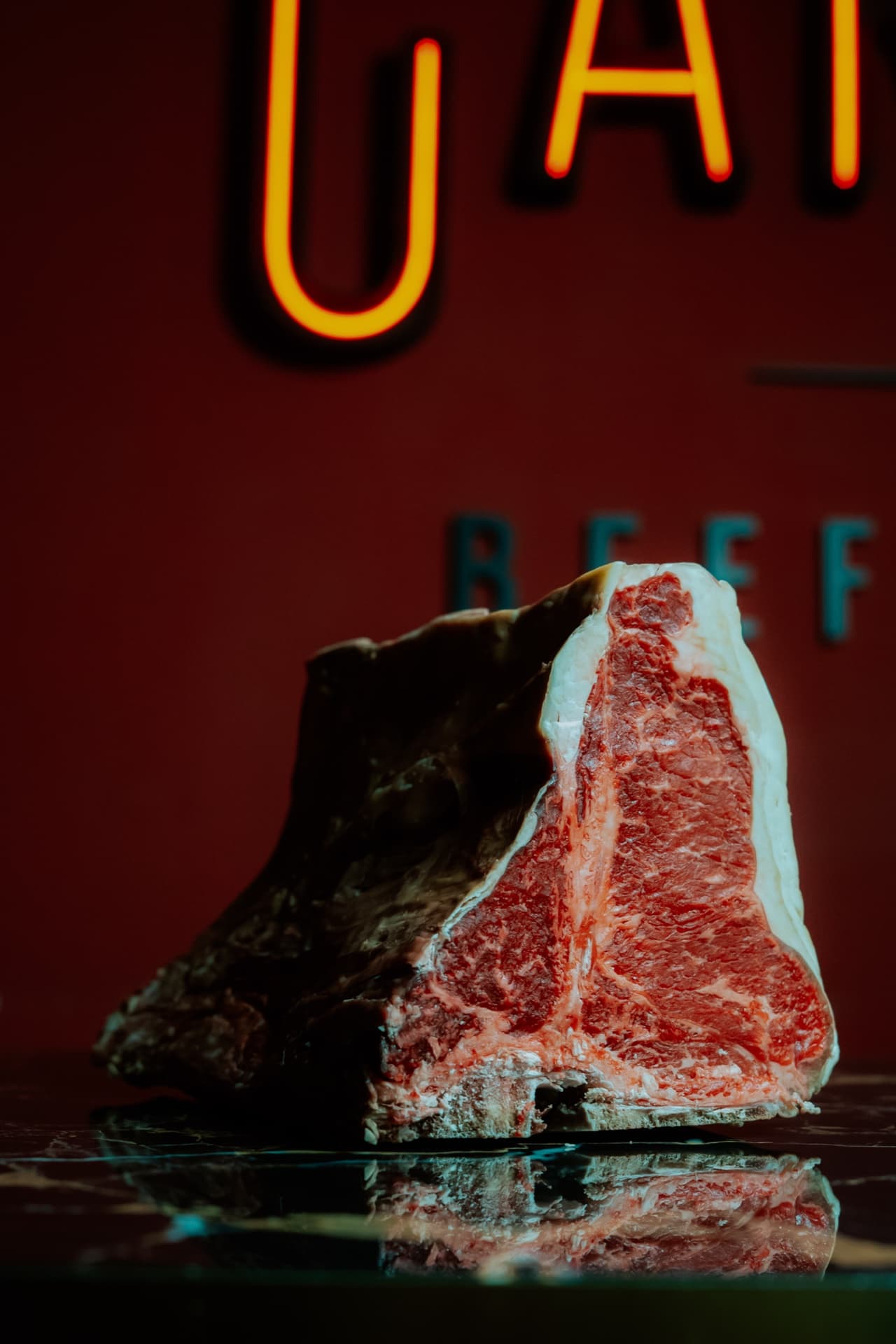 Premium bone-in beef cut at Carpaccio Beef Restaurant, Via Marche 9 Rome
